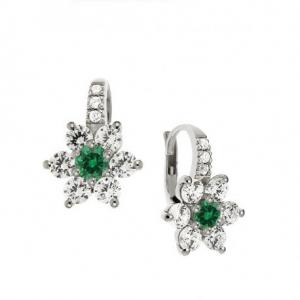 Orecchini in argento e zirconi modello stella pendente Verde - gallery