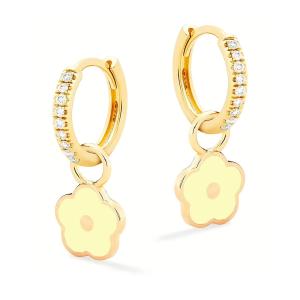 Orecchini in argento giallo Nanan a cerchio con fiore giallo NAN0478