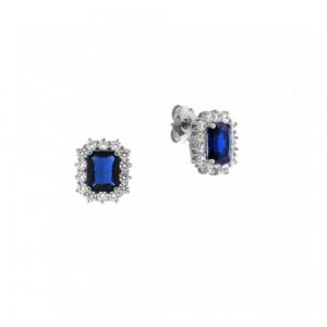 Orecchini in argento Rettangolari con Zircone centrale Blu