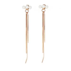 Orecchini in argento rosa a fili trilogy di perle Space Pearl Cuori Milano - gallery