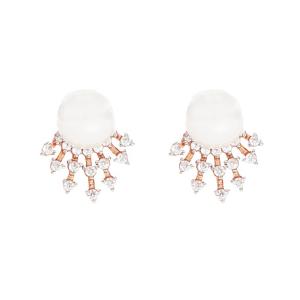 Orecchini in argento rosa con perle Moon Girl Cuori Milano - gallery