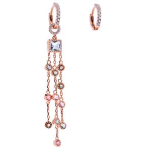 Orecchini in argento rose con zirconi bianchi e colorati 