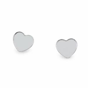 Orecchini in oro bianco con cuore a lastra piccoli