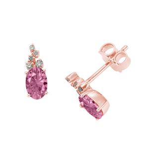 Orecchini in oro rosa con Zaffiro rosa e Diamanti 