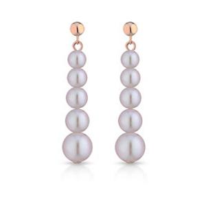 Orecchini in oro rosa di Perle a scalare Acqua Dolce Pink - Freshwater 3.50 - 6.50 mm