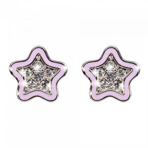 Orecchini Lol Surprise Star in ottone con cristalli e smalto rosa - gallery