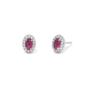 Orecchini Mabina da donna a lobo in argento con rubini sintetici ovali 563650