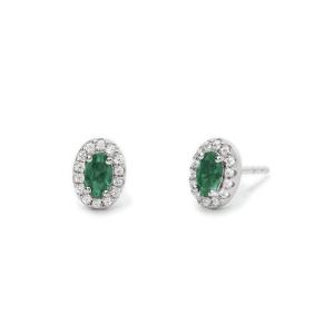 Orecchini Mabina da donna a lobo in argento con smeraldi sintetici ovali 563649