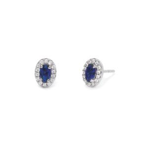 Orecchini Mabina da donna a lobo in argento con zaffiri sintetici ovali 563544 - gallery