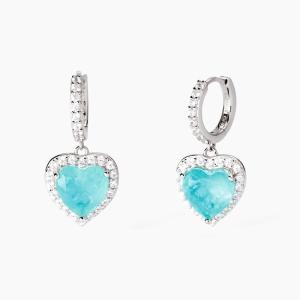 Orecchini Mabina in argento a cerchio con glass azzurro 563812 - gallery