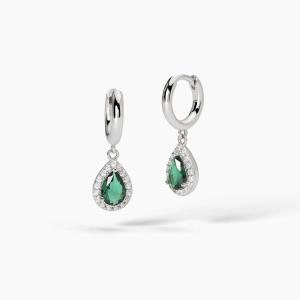 Orecchini Mabina in argento a cerchio con smeraldi sintetici 563733 - gallery