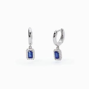 Orecchini Mabina in argento a cerchio con zaffiri sintetici taglio baguette 563647 - gallery