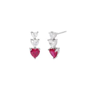 Orecchini Mabina in argento con cuori in zirconi e rubino sintetico 563847 - gallery