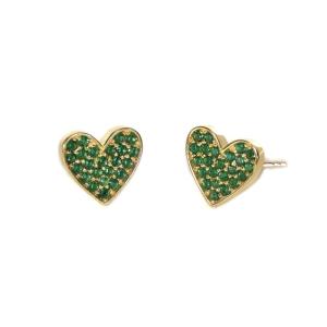 Orecchini Mabina in argento dorato e zirconi verdi cuore 563489