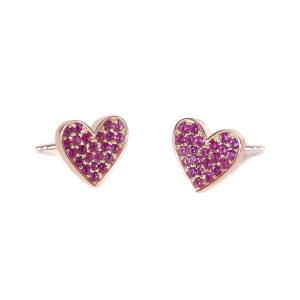 Orecchini Mabina in argento rosato e zirconi rosa cuore 563490 - gallery