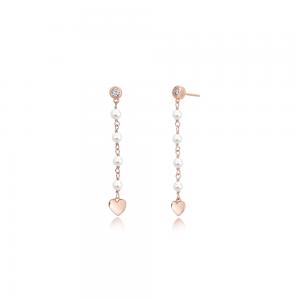 Mabina 563253 orecchini a cerchio donna argento rosato zirconie