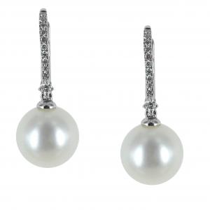 Orecchini monachella con pendente Perle e diamanti incastonati - gallery