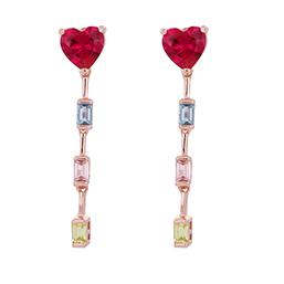 Orecchini pendente Arcobaleno Rainbow in argento rosa e Zirconi Cuori Milano