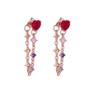 Orecchini pendente Arcobaleno Rainbow in argento rosa e Zirconi Cuori Milano