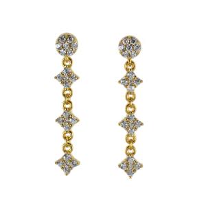 Orecchini Pendente donna gioielli Rebecca in argento giallo con zirconi SDIOOB94