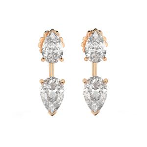 Orecchini pendente Taglio Goccia Diamanti Lab Grown 3.40 carati - gallery