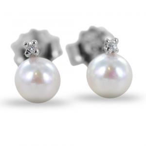 Orecchini Perle Acqua Dolce e diamanti - Freshwater 5.00 - 5.50 mm