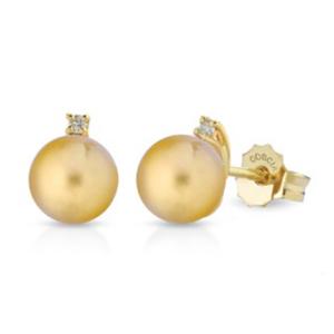 Orecchini Perle Acqua Dolce Gold e diamanti - Freshwater 9.00 - 9.50 mm - gallery