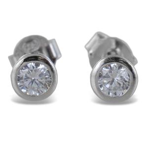 Orecchini punto luce cipollina in argento con zirconi 5 mm