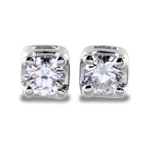 Orecchini punto luce Griffes medi in oro bianco e diamanti ct. 0.12 G SI