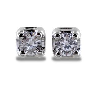 Orecchini punto luce Griffes piccoli in oro bianco e diamanti ct. 0.08 G SI - gallery