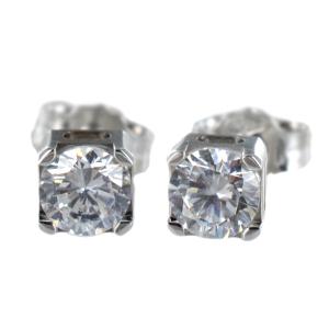 Orecchini Punto luce in oro bianco con zircone 4.00 mm - gallery