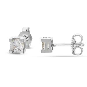 Orecchini Punto luce in oro bianco con zircone 4.20 mm