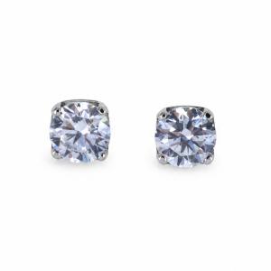 Orecchini Punto luce in oro bianco con zircone 6 mm