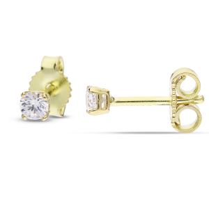 Orecchini punto luce in oro giallo e zircone 3 mm - gallery