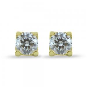Orecchini punto luce in oro giallo e zircone 3 mm