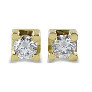 Orecchini punto luce medi in oro giallo e diamanti ct 0.20 G VS