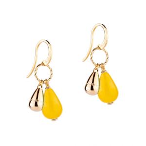 Orecchini Rebecca in Bronzo giallo collezione Tulipe con pietra colorata gialla