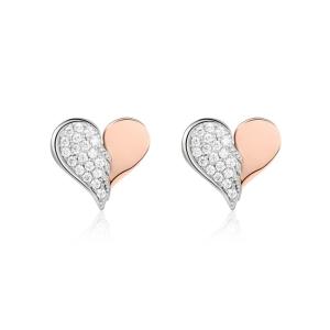 Orecchini Roberto Giannotti a bottoncino forma di Cuore e Ala in argento con Zirconi GIA 444