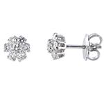 Orecchini rosetta in oro bianco e diamanti ct. 0.49 G - gallery