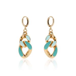 Orecchini Unoaerre in bronzo dorato con smalto azzurro - gallery
