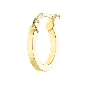 Orecchino singolo a cerchio sottile in oro giallo 13 mm - campanella piccola - gallery