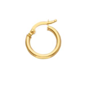 Orecchino singolo a cerchio sottile in oro giallo 14 mm - campanella piccola - gallery