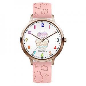 Orologio Nanan da bambini in silicone rosa con orsetto NOR0002