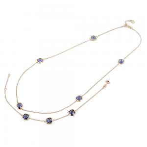 Parure Bracciale e Collana con quarzi viola in oro rosa  - gallery