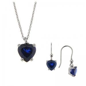 Parure collana e orecchini a cuore blu in argento zircone cuore Gioielli Orsini  - gallery