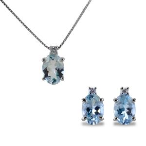 Parure Gioielli Acquamarina e Diamante modello Aisha medio