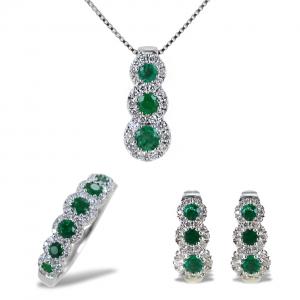 Parure Gioielli di Smeraldi e contorno di Diamanti Jeera Gioielli Raaja
