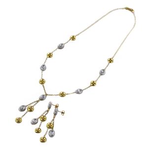 Parure Gioielli in oro giallo e bianco a pendente pepite sfaccettate