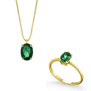 Parure Gioielli Orsini collana e anello in oro e Smeraldo