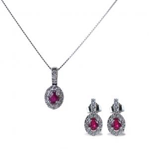 Parure Gioielli Raaja con rubino e Diamanti modello Maijikal  - gallery